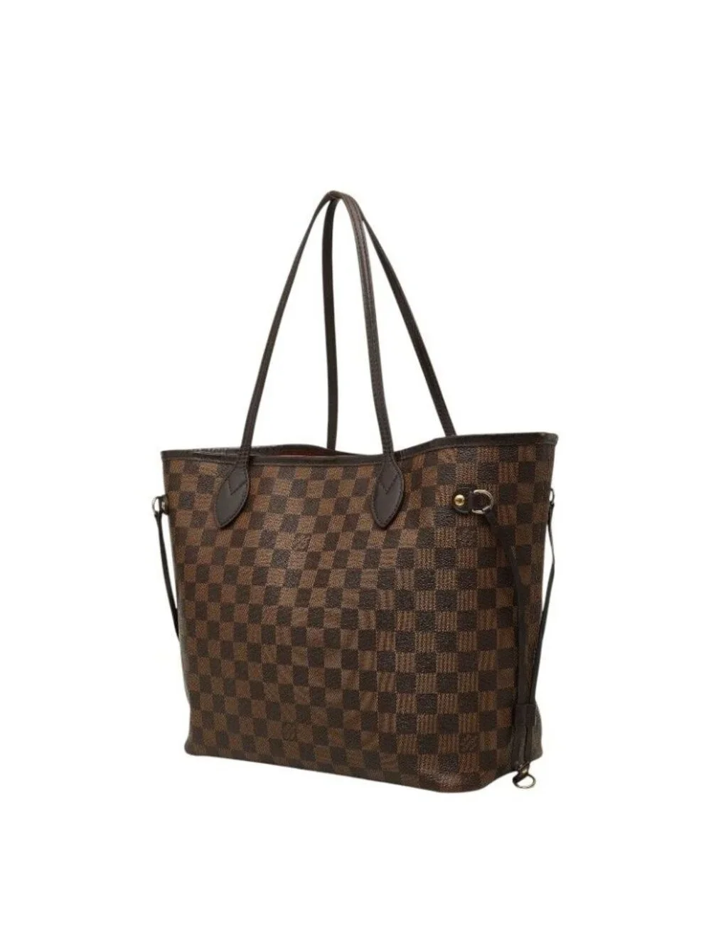 Louis Vuitton Damier Neverfull MM Tote Brown Leather